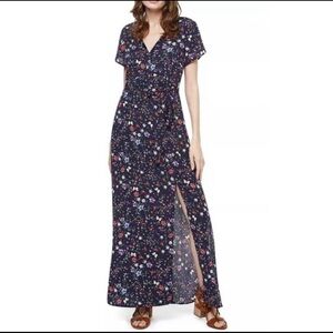 Sanctuary Coco Navy Floral Maxi Side slit dress.